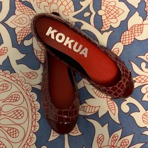 NEW Ballet Flats - Burgundy crocodile embossed patent leather